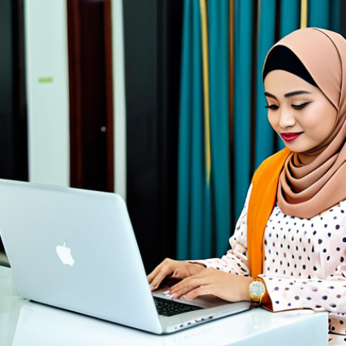 Home 19 **
"A professional Malaysian woman in a modest baju kurung, working on a laptop at a co-working space in Kuala Lumpur, fully clothed, appropriate attire, safe for work, perfect anatomy, natural proportions, professional photography, high quality, family-friendly."
**