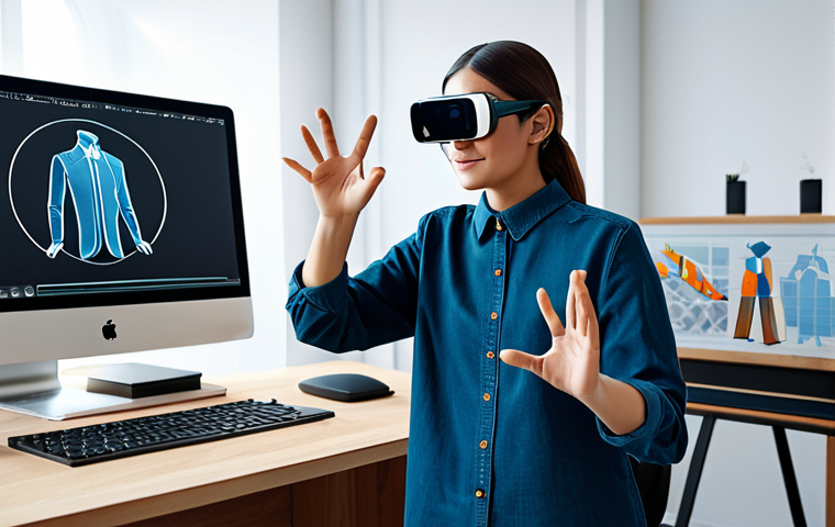 Graphic Designer in AR Workspace**
"A graphic designer wearing modest clothing, using augmented reality glasses to manipulate a 3D model with hand gestures, surrounded by virtual design tools in a clean, modern studio. Fully clothed, appropriate attire, safe for work, perfect anatomy, well-formed hands, natural proportions, professional, high quality render, family-friendly."
**